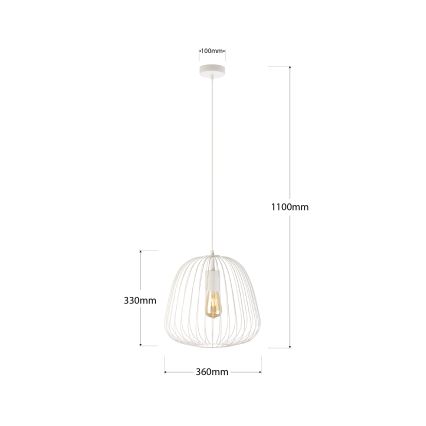 Pendelleuchte OVELLA mit Kabelaufhängung, 1xE27/15W/230V, Ø 36 cm, creme
