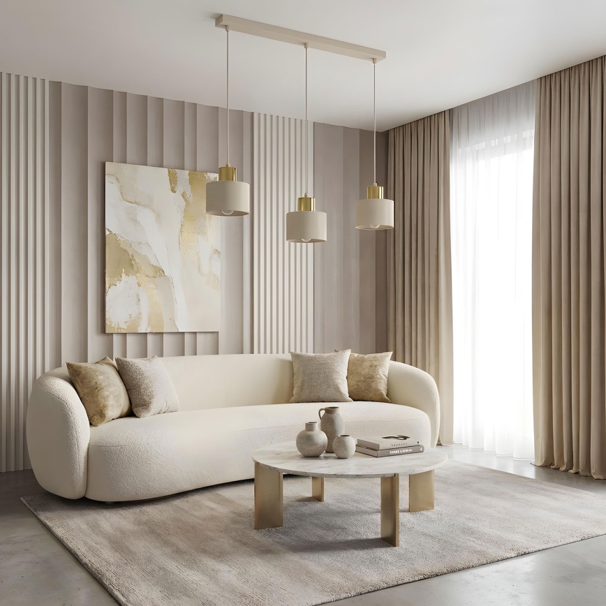Pendelleuchte PARKLA an Kabel 3xE27/15W/230V beige/gold