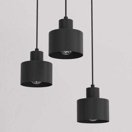 Pendelleuchte PARKLA mit Kabelaufhängung, 3xE27/15W/230V, schwarz