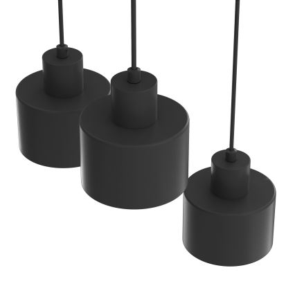 Pendelleuchte PARKLA mit Kabelaufhängung, 3xE27/15W/230V, schwarz