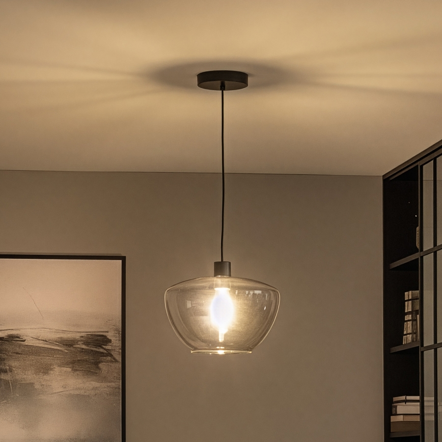 Pendelleuchte SEVENTIES, Kabelaufhängung, E27/40W/230V, rauchgrau/grau