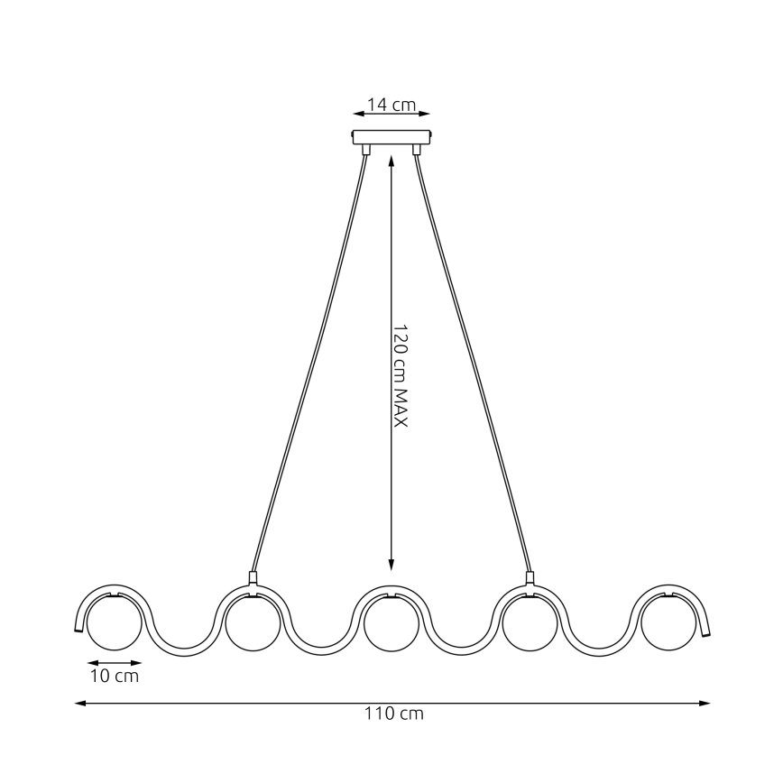 Pendelleuchte SINUS an Kabel, 5xG9/8W/230V, schwarz