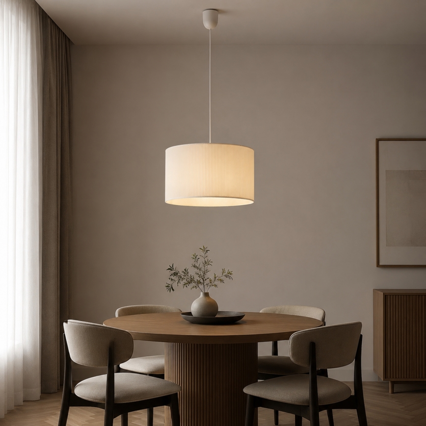 Pendelleuchte SIRJA PLISADO mit Kabel 1xE27/15W/230V Ø 35 cm cremefarben