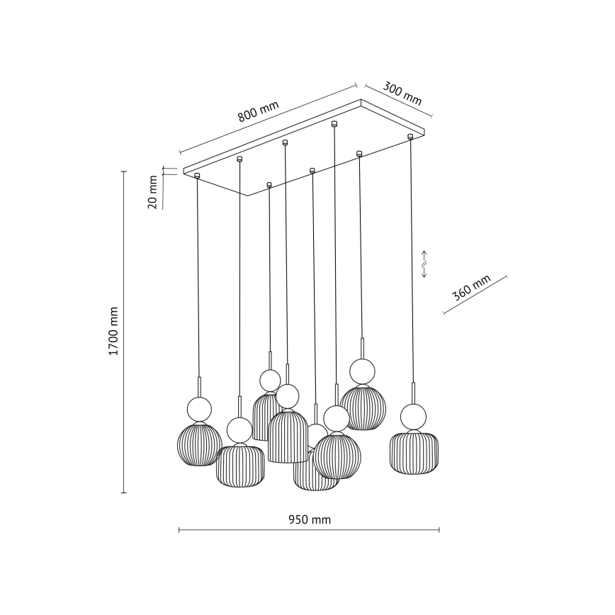 Pendelleuchte SOPHIA 8xE14/10W/230V schwarz/grün/rauchbeige