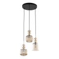 Pendelleuchte SOPHIA mit Kabel 3xE14/10W/230V schwarz/rauchbeige