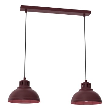 Pendelleuchte SVEN mit Kabel 2xE27/15W/230V Burgunderrot