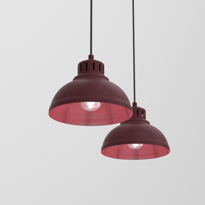 Pendelleuchte SVEN mit Kabel 2xE27/15W/230V Burgunderrot