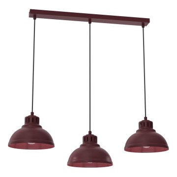 Pendelleuchte SVEN mit Kabel, 3xE27/15W/230V, burgunderrot