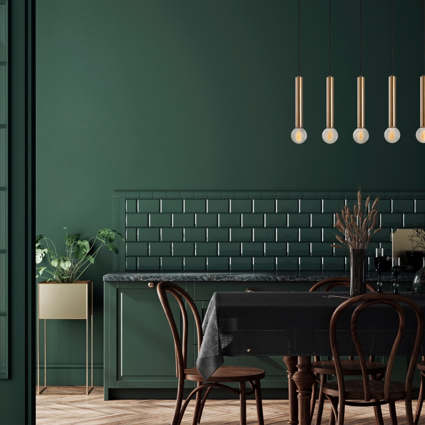 Pendelleuchte TEMPO mit Kabelaufhängung, 5x E27, max. 40 W, 230 V, gold