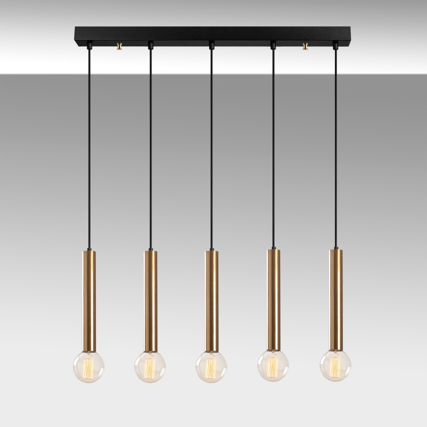 Pendelleuchte TEMPO mit Kabelaufhängung, 5x E27, max. 40 W, 230 V, gold