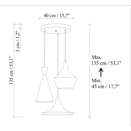 Pendelleuchte TOM 3xE27/40W/230V orange