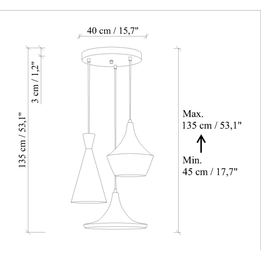 Pendelleuchte TOM 3xE27/40W/230V orange