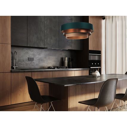 Deckenleuchte an Kabel TRINITI 1xE27/60W/230V grün/kupfer