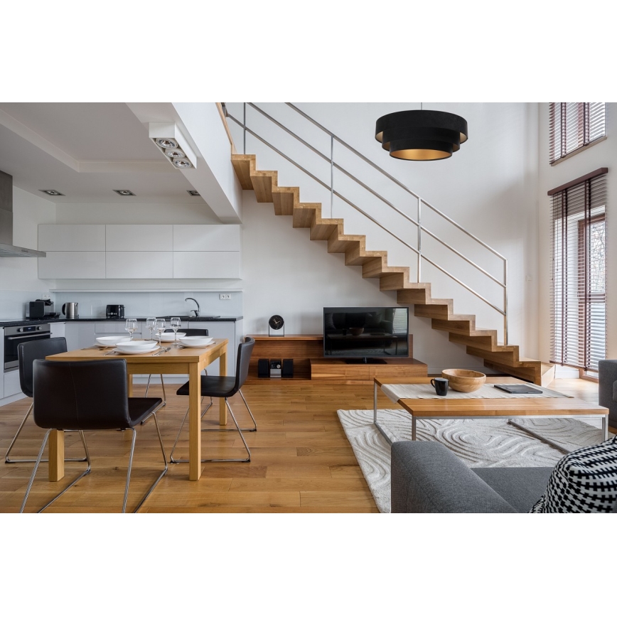 Deckenleuchte an Kabel TRINITI 1xE27/60W/230V schwarz/gold