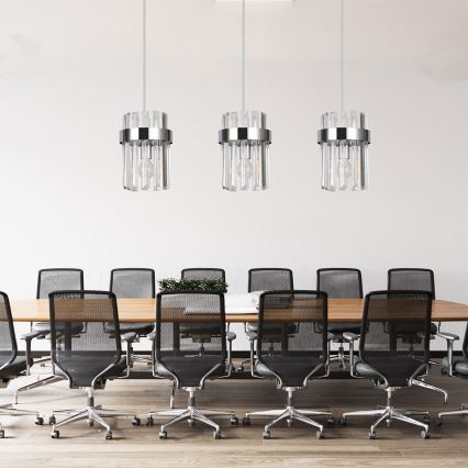 Pendelleuchte VETRO mit Kabelabhängung, 3xE14/10W/230V, glänzender Chrom