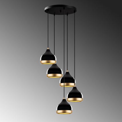 Pendelleuchte YILDO 5xE27/40W/230V schwarz/gold