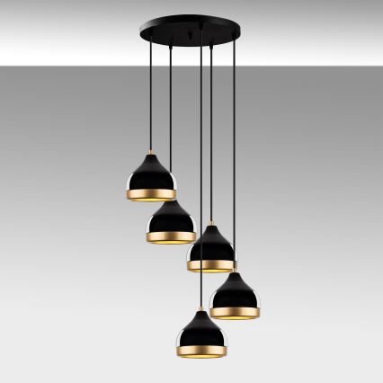 Pendelleuchte YILDO 5xE27/40W/230V schwarz/gold