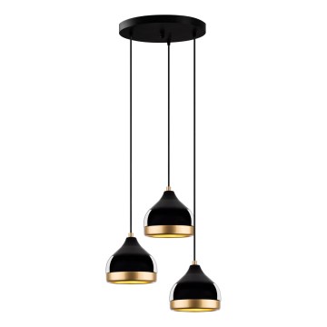 Pendelleuchte YILDO mit Kabel 3xE27/40W/230V schwarz/gold