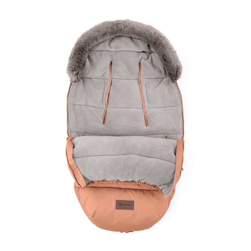 PETITE&MARS - SET Kinderfußsack 4in1 COMFY + Handwärmer für den Kinderwagen FURRY Pastellpfirsich