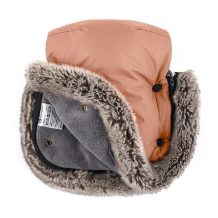 PETITE&MARS - SET Kinderfußsack 4in1 COMFY + Handwärmer für den Kinderwagen FURRY Pastellpfirsich