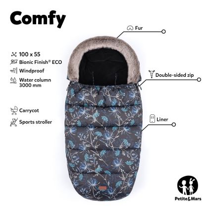 PETITE&MARS - SET Kinderfußsack 4in1 COMFY + Handwärmer für den Kinderwagen FURRY Pastellpfirsich