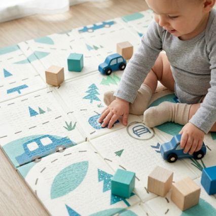 PETITE&MARS - Faltbare Spielmatte CAMPY Cars&Arabesca