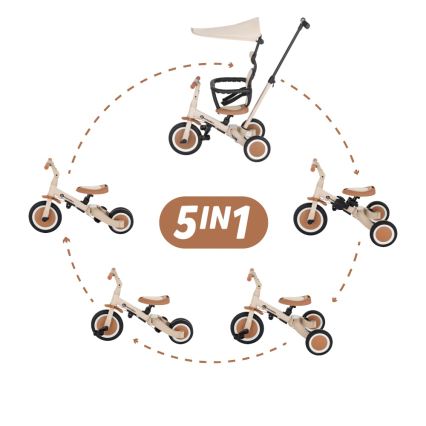 PETITE&MARS - Kinder-Dreirad 5-in-1 TURBO PLUS Desert Sand