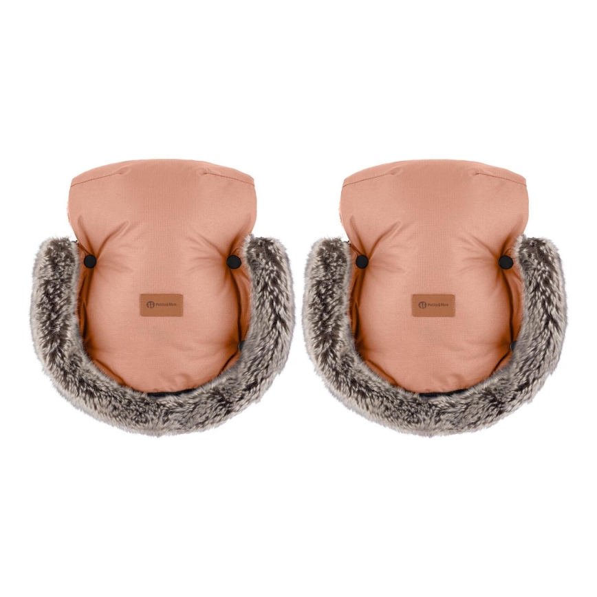 PETITE&MARS - Kinderwagen-Handschuhe FURRY Pastel Peach