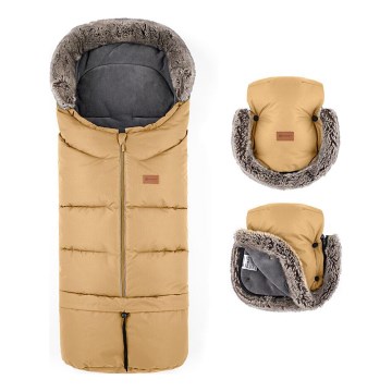 PETITE&MARS - SET Baby-Fußsack 4in1 ARCTIC + Kinderwagen-Handschuhe FURRY Elegant Caramel