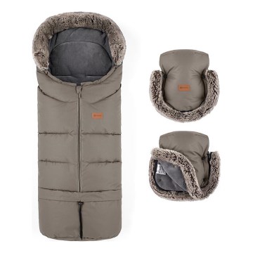 PETITE&MARS - SET Baby-Fußsack 4in1 ARCTIC + Kinderwagen-Handschuhe FURRY Mocha Mousse