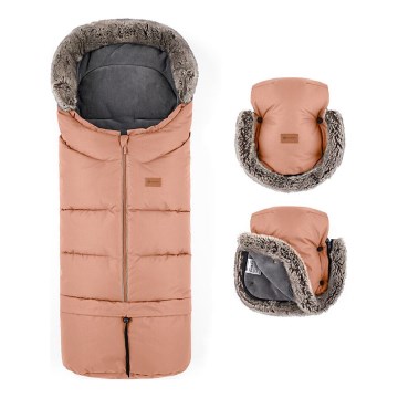 PETITE&MARS - SET Baby-Fußsack 4in1 ARCTIC + Kinderwagen-Handschuhe FURRY Pastel Peach