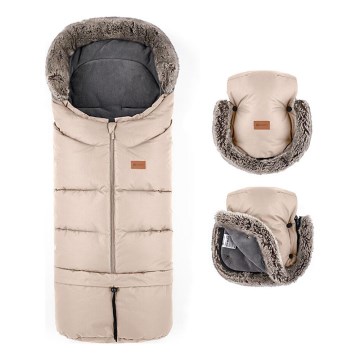 PETITE&MARS - SET Baby-Fußsack 4in1 ARCTIC + Kinderwagen-Handschuhe FURRY Rosa Petal