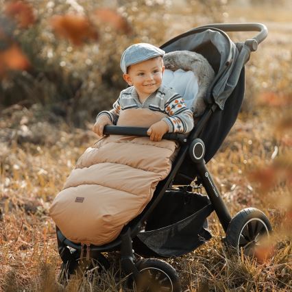 PETITE&MARS - SET Baby-Fußsack 4in1 COMFY + Kinderwagen-Handschuhe FURRY Elegant Caramel