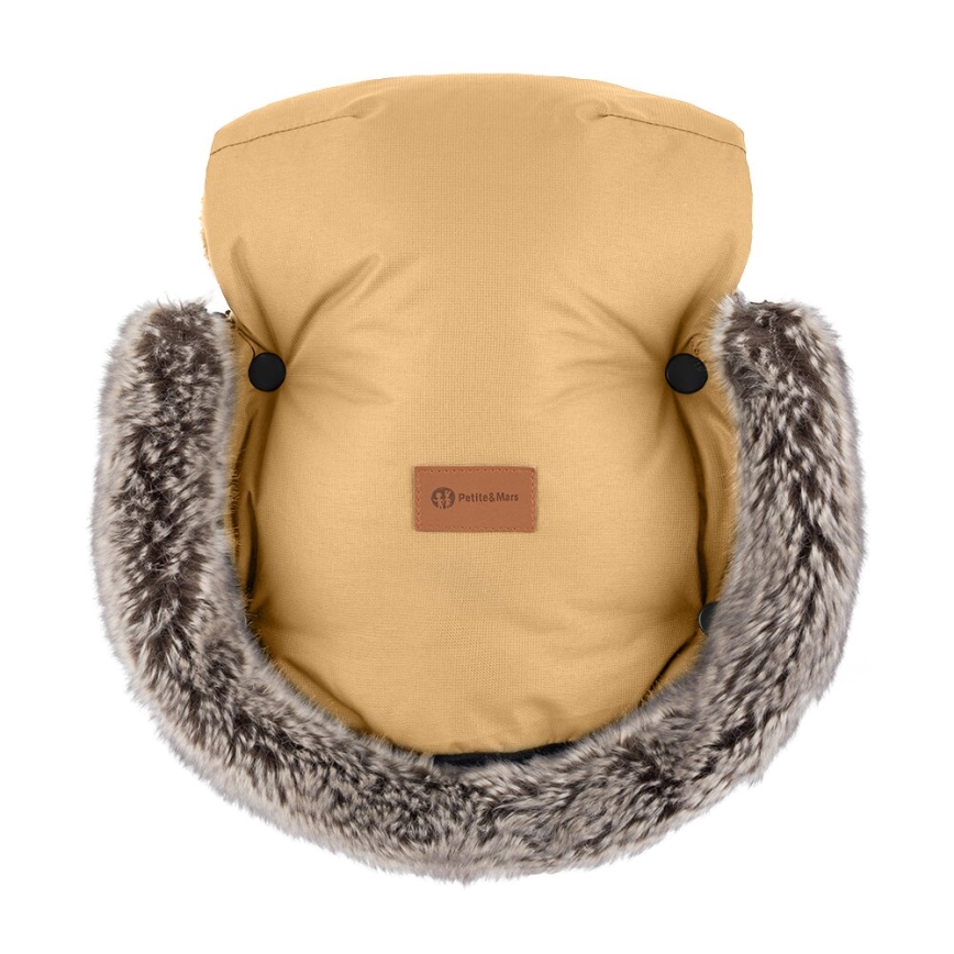 PETITE&MARS - SET Baby-Fußsack 4in1 COMFY + Kinderwagen-Handschuhe FURRY Elegant Caramel