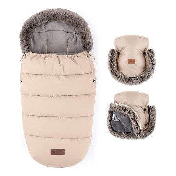 PETITE&MARS - SET Baby-Fußsack 4in1 COMFY + Kinderwagen-Handschuhe FURRY Rosa Petal