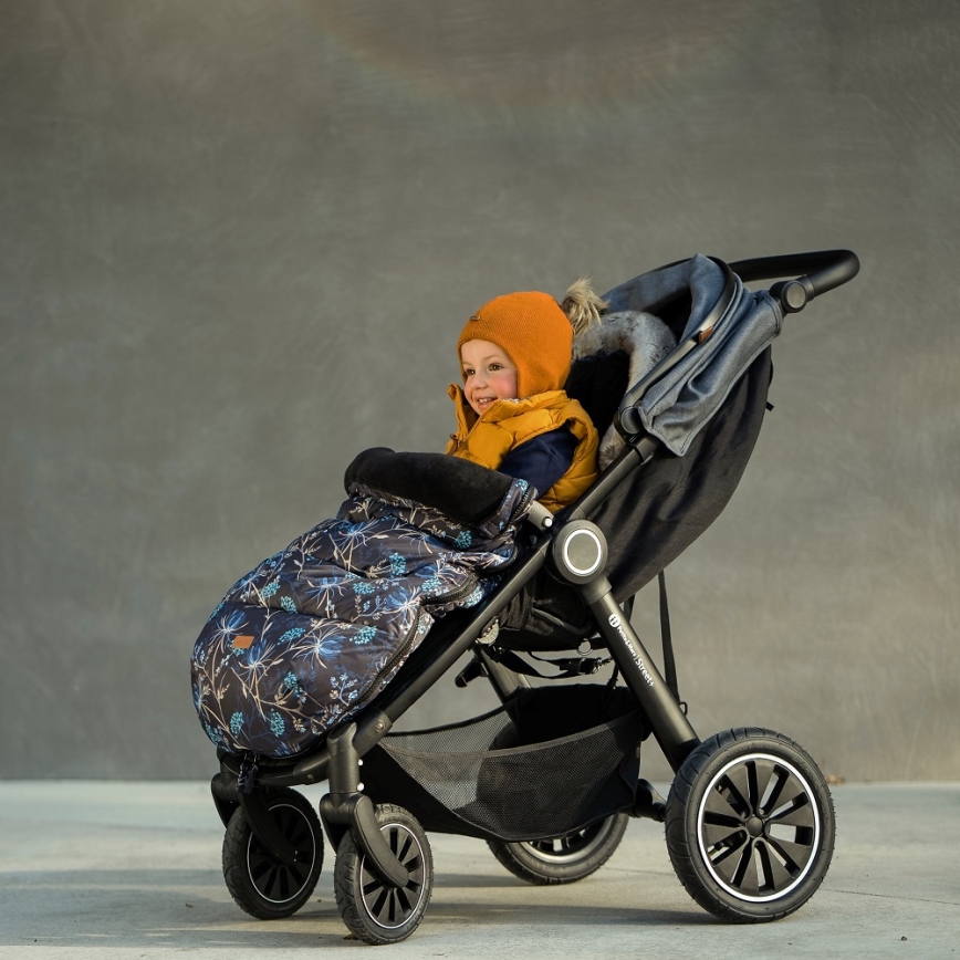 PETITE&MARS - SET Baby-Fußsack 4in1 COMFY Stylish Beauty + Kinderwagen-Handschuhe FURRY Forever Black