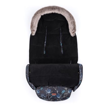 PETITE&MARS - SET Baby-Fußsack 4in1 COMFY Stylish Beauty + Kinderwagen-Handschuhe FURRY Forever Black