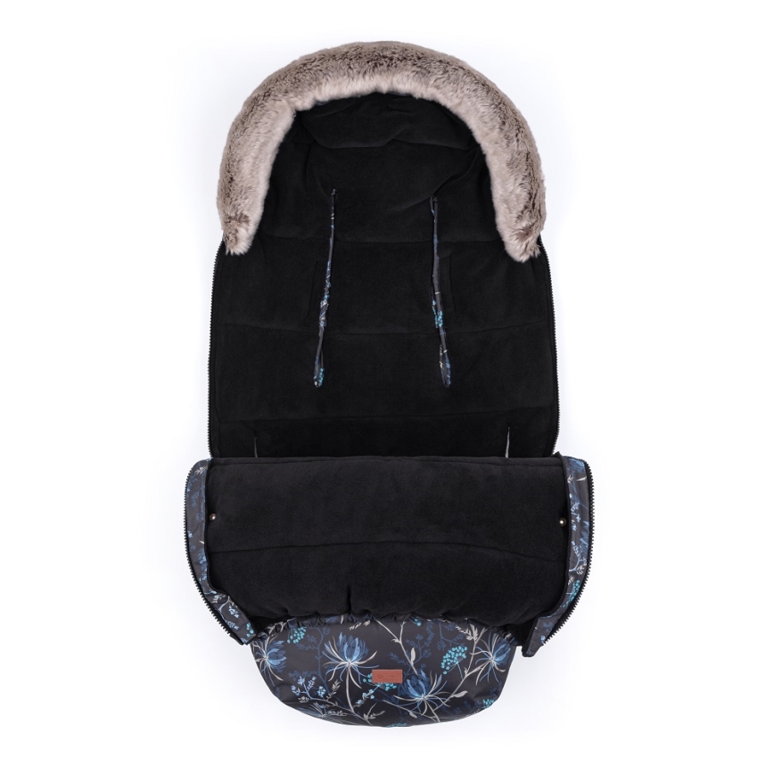 PETITE&MARS - SET Baby-Fußsack 4in1 COMFY Stylish Beauty + Kinderwagen-Handschuhe FURRY Forever Black