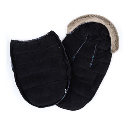PETITE&MARS - SET Baby-Fußsack 4in1 COMFY Stylish Beauty + Kinderwagen-Handschuhe FURRY Forever Black