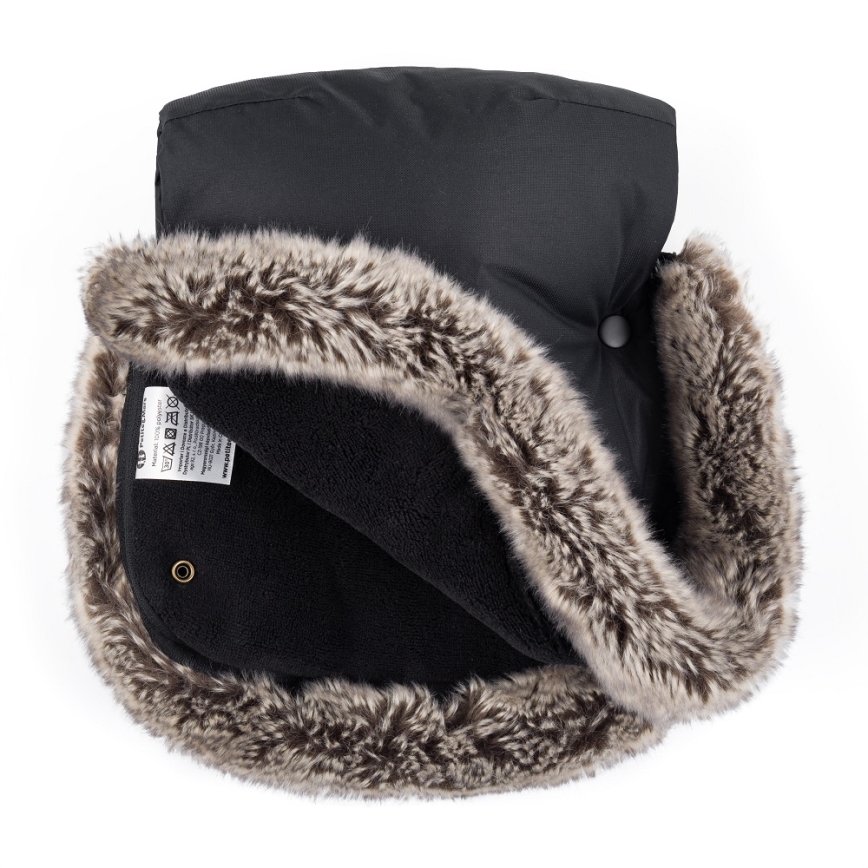 PETITE&MARS - SET Baby-Fußsack 4in1 COMFY Stylish Beauty + Kinderwagen-Handschuhe FURRY Forever Black