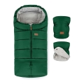 PETITE&MARS - SET Kinderfußsack 3in1 JIBOT + Handwärmer für Kinderwagen grün