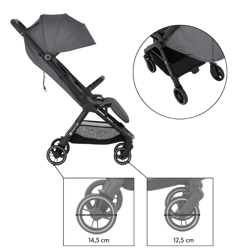 PETITE&MARS - Sport-Kinderwagen ZIP Smoky Anthracite