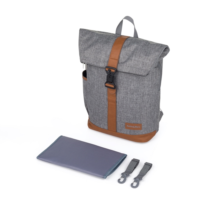 PETITE&MARS - Wickelrucksack für Kinderwagen JACKOB grau