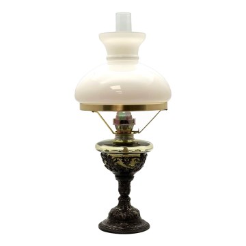 Petroleumlampe RŮŽENA 50 cm waldgrün, mit Zinn verziert