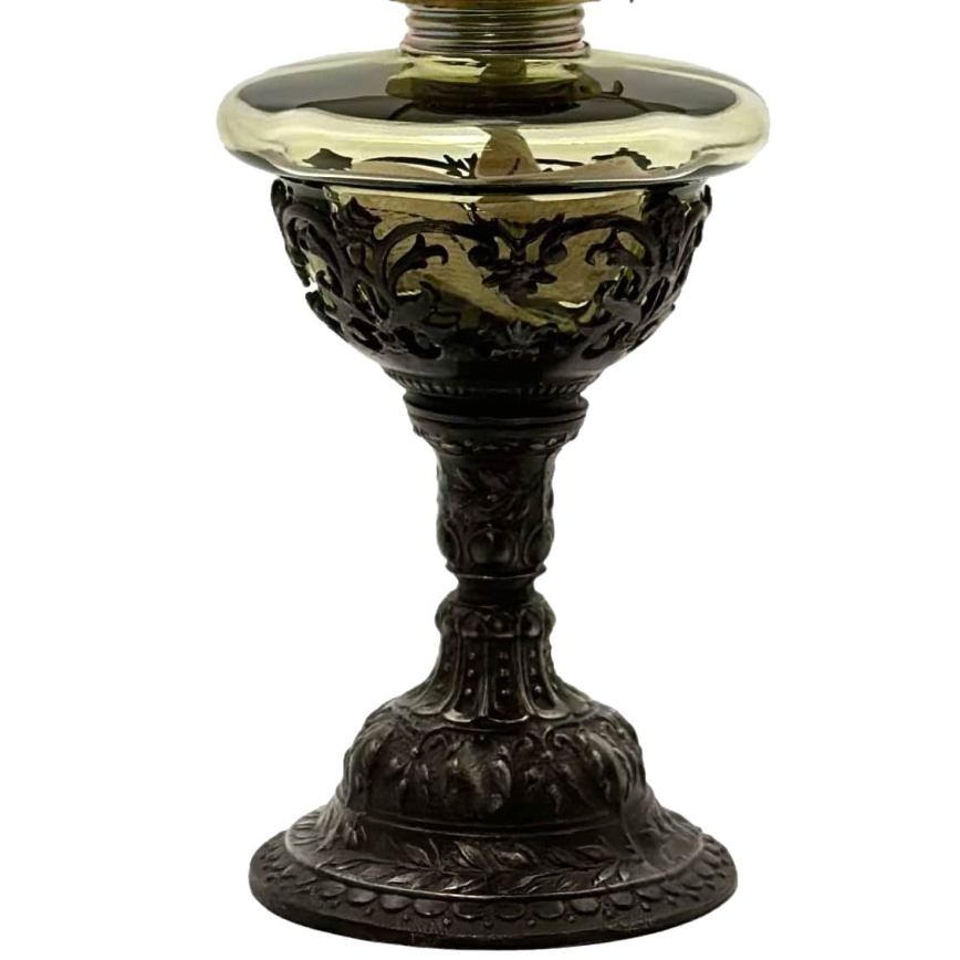 Petroleumlampe RŮŽENA 50 cm waldgrün, mit Zinn verziert