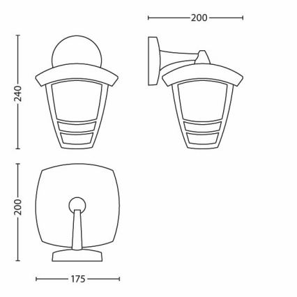 Philips - ußenwandleuchte 1xE27/60W/230V