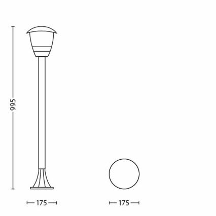 Philips 15383/30/16 - Außenleuchte MYGARDEN CREEK 1xE27/60W/230V schwarz