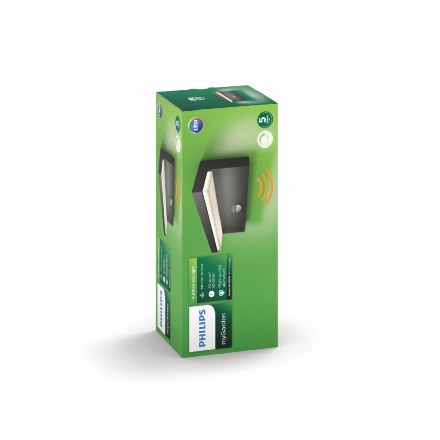 Philips 16484/93/P3 - LED Outdoor leuchte mit Sensor BUSTAN 2xLED/4,5W