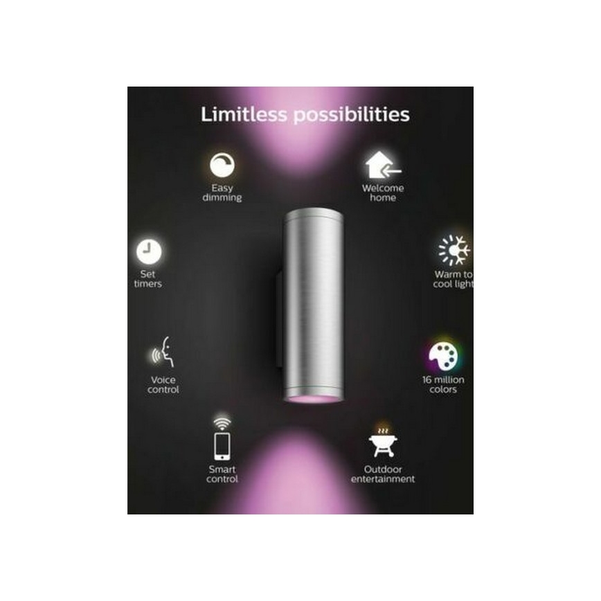 Philips - Dimmbare LED-RGBW-Außenwandleuchte Hue APPEAR 2xLED/8W/230V IP44