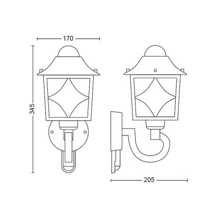 Philips - Außenwandleuchte mit Sensor 1xE27/60W/230V IP44